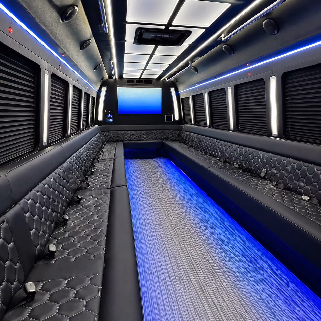 torrance 50 passenger party bus inside